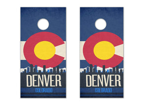 Denver State Flag Skyline - The Cornhole Crew