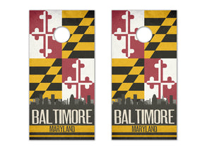 Baltimore State Flag Skyline - The Cornhole Crew