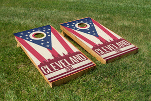 Cleveland State Flag Skyline - The Cornhole Crew