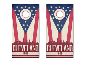 Cleveland State Flag Skyline - The Cornhole Crew