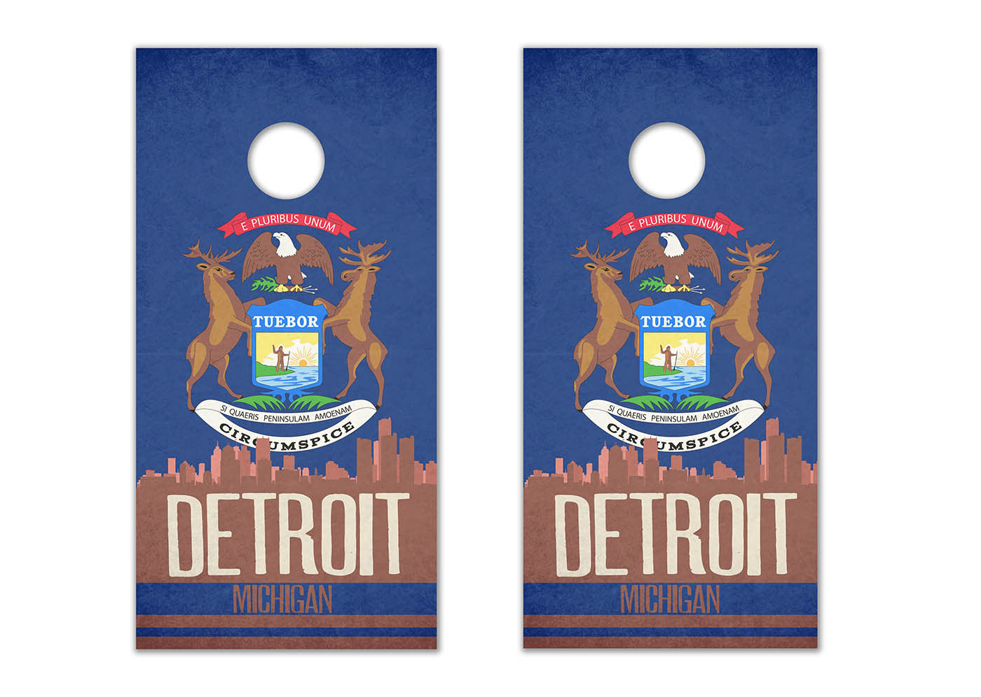 Detroit State Flag Skyline
