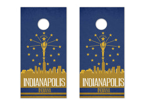 Indianapolis State Flag Skyline - The Cornhole Crew