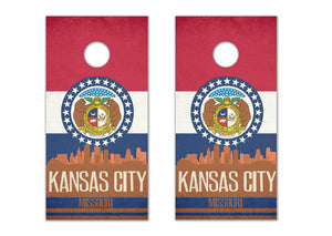 Kansas City State Flag Skyline - The Cornhole Crew