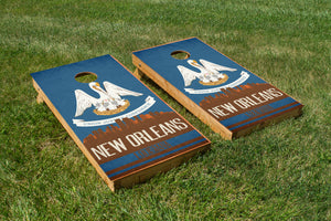 New Orleans State Flag Skyline - The Cornhole Crew