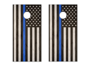 Police Blue Stripe American Flag - The Cornhole Crew