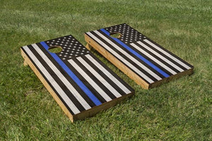 Police Blue Stripe American Flag - The Cornhole Crew