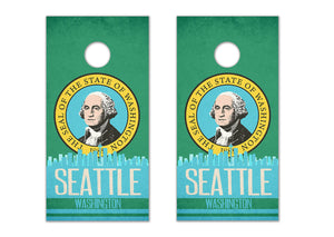 Seattle State Flag Skyline - The Cornhole Crew