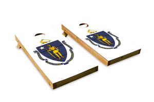 Wood Grain Massachusetts State Flag